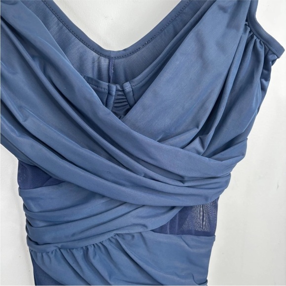 Miraclesuit One Piece Swimsuit 10 Navy Madero Sweetheart Sheer Wide Strap Resort - Picture 3 of 12